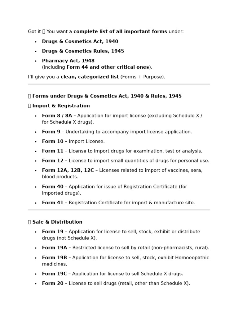 Got It ? You Want A Complete List of All Important Forms Under | PDF ...