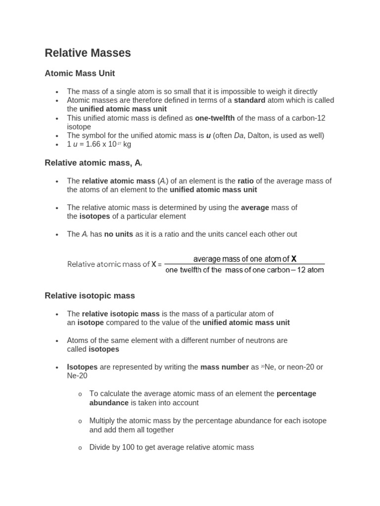 Atomic Mass and Mole Concept | PDF | Mole (Unit) | Molecules
