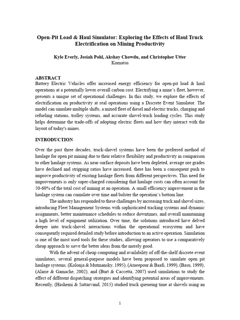 Open-Pit Load & Haul Simulator: Exploring The Effects of Haul Truck ...