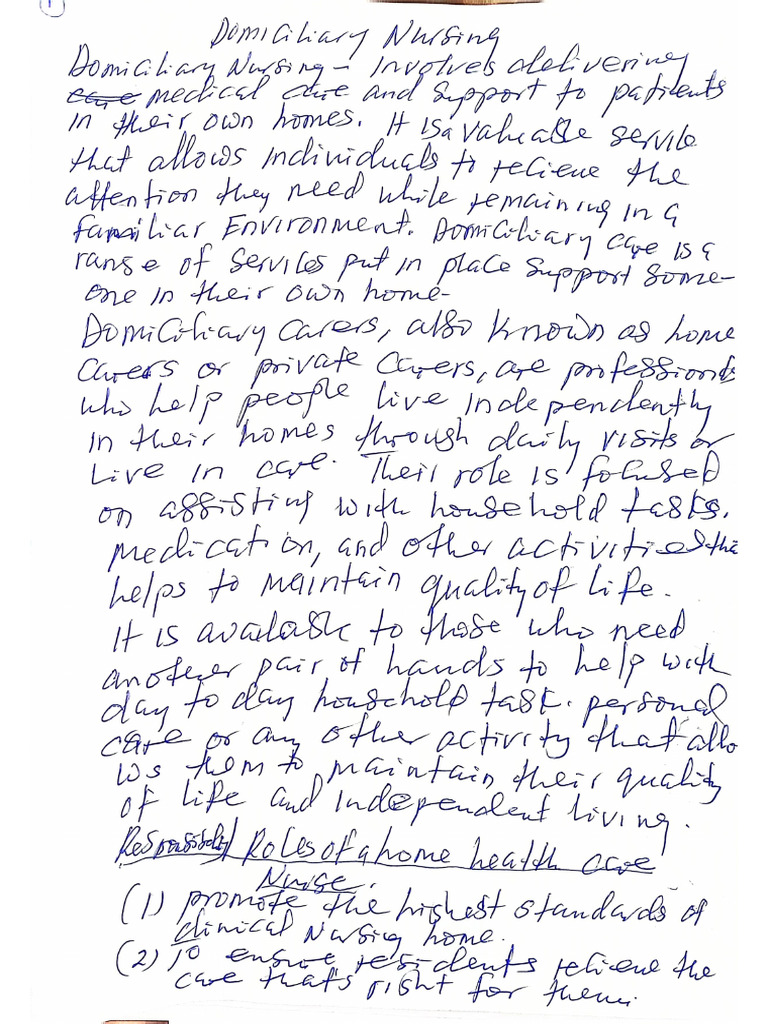 Domiciary Nursing First Note | PDF
