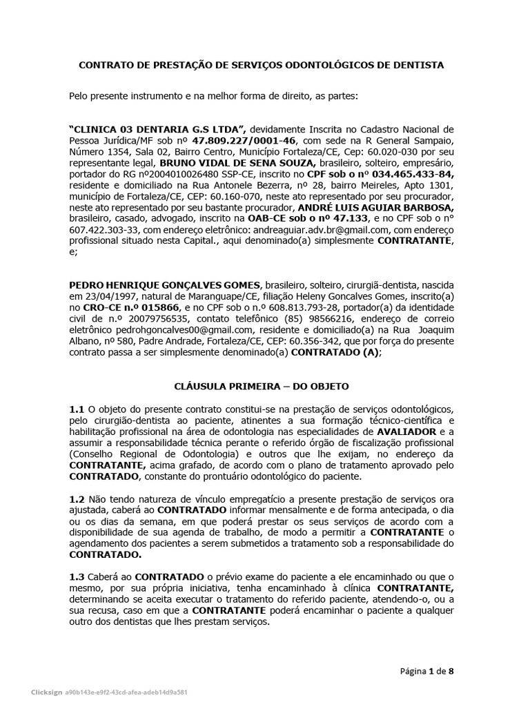 Contrato de Serviços Odontológicos | PDF | Odontologia | Propriedade ...