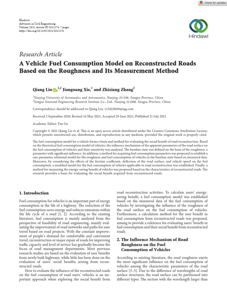 Liu Et Al. (2021) A Vehicle Fuel Consumption Model On Reconstructed ...
