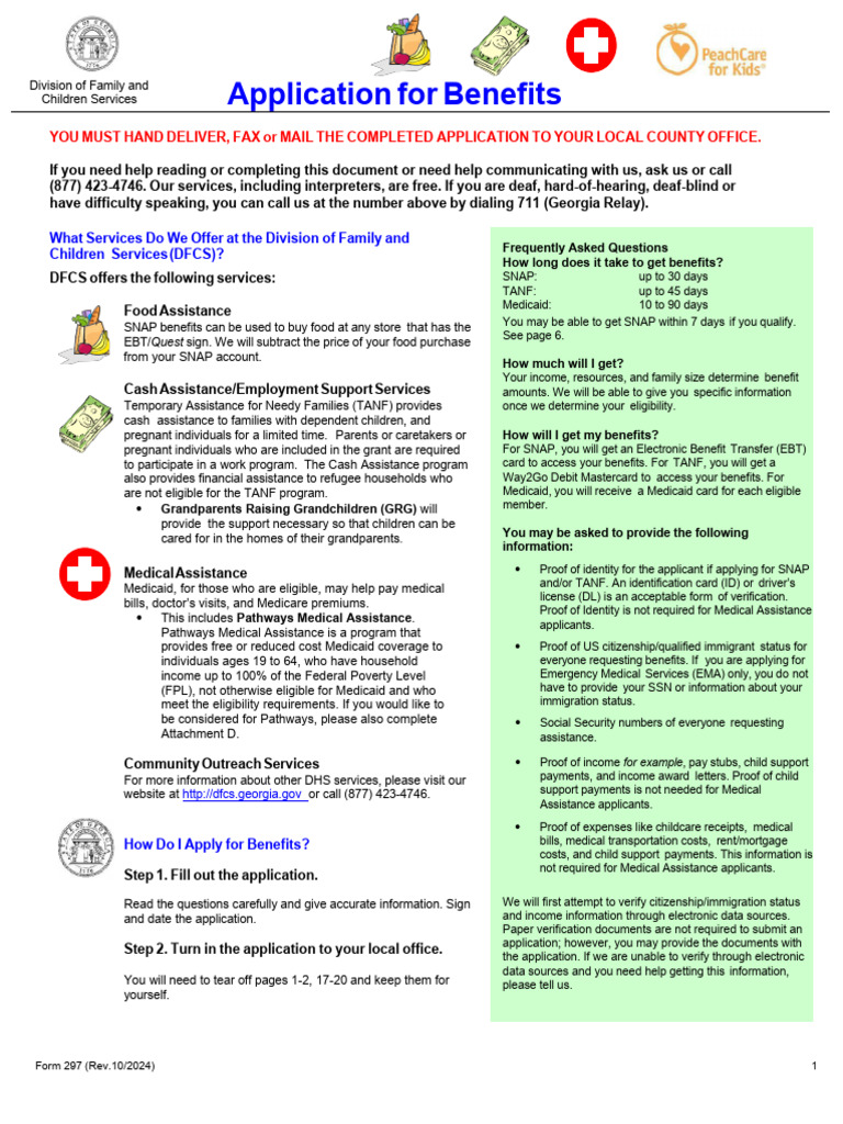 DFCS Benefits Application Guide | PDF | Supplemental Nutrition ...