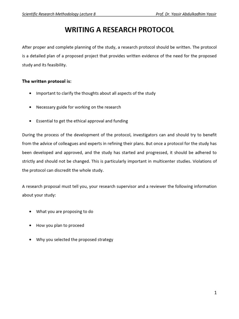 Writing a Research Protocol Guide | PDF | Methodology | Scientific Method