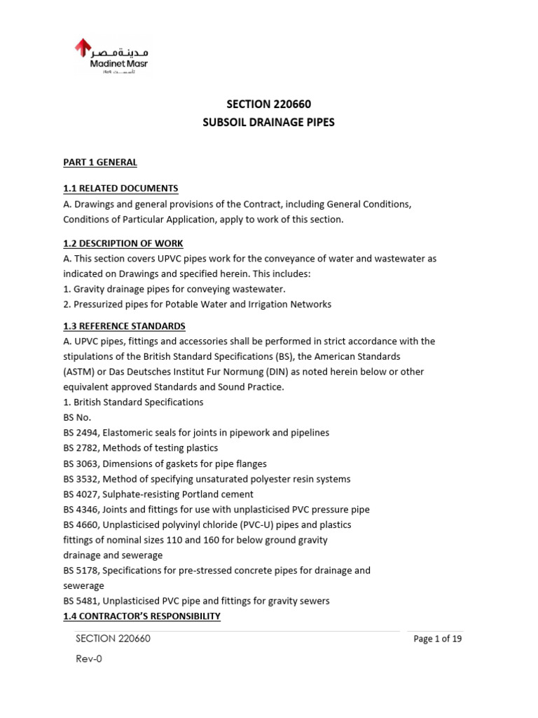 Subsoil Drainage Pipe Specifications | PDF | Pipe (Fluid Conveyance ...