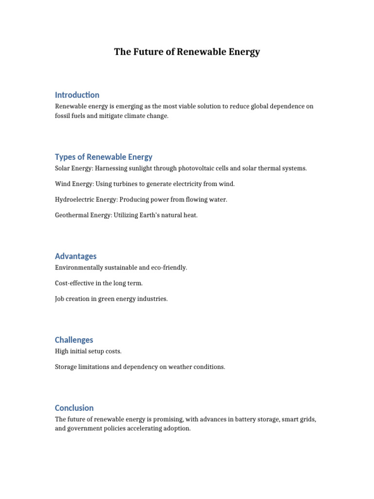 The Future of Renewable Energy | PDF
