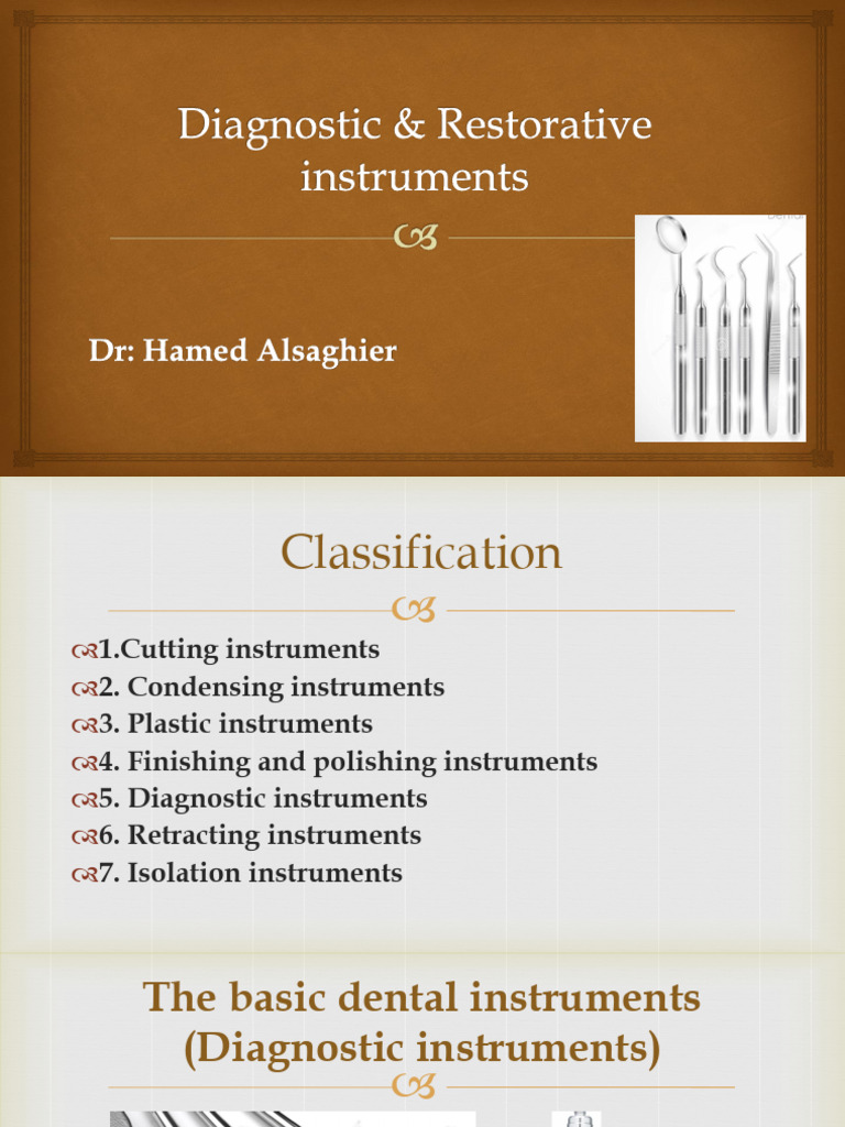 Dental Instrument Classification Guide | PDF | Dentistry Branches ...