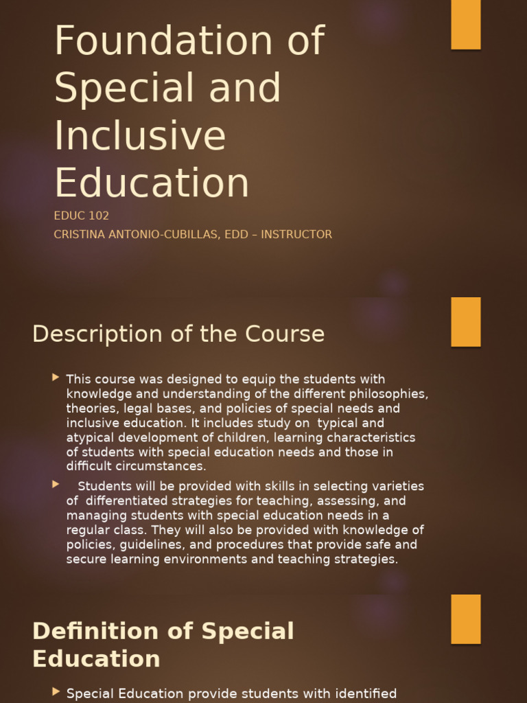 Special and Inclusive Education Overview | PDF | Inclusion (Education ...