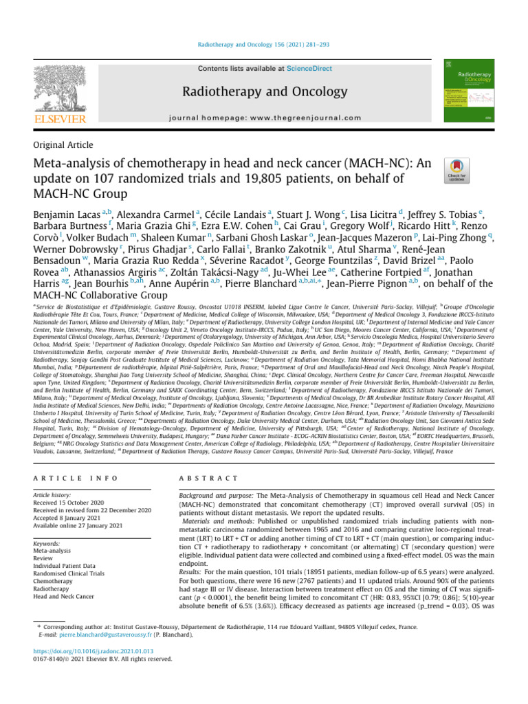 Chemotherapy Impact on Head and Neck Cancer | PDF | Head And Neck ...
