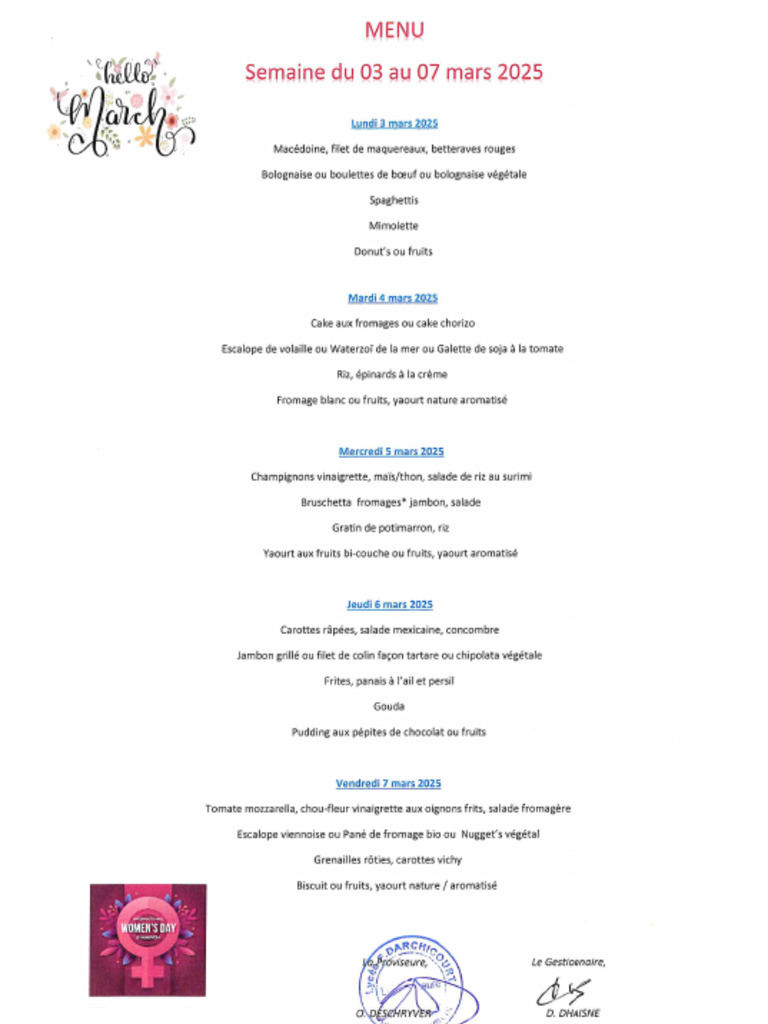 Menu 3 Au 7 Mars | PDF