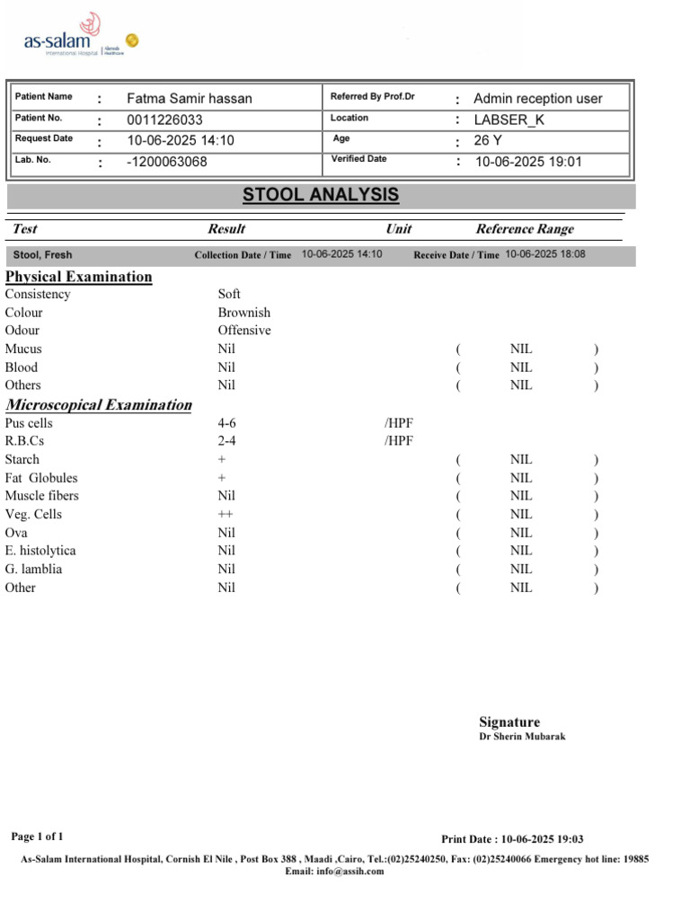 361 - 501 - 3 - 12000392926900 - 100625190240 - Stool Analysis 2 | PDF ...