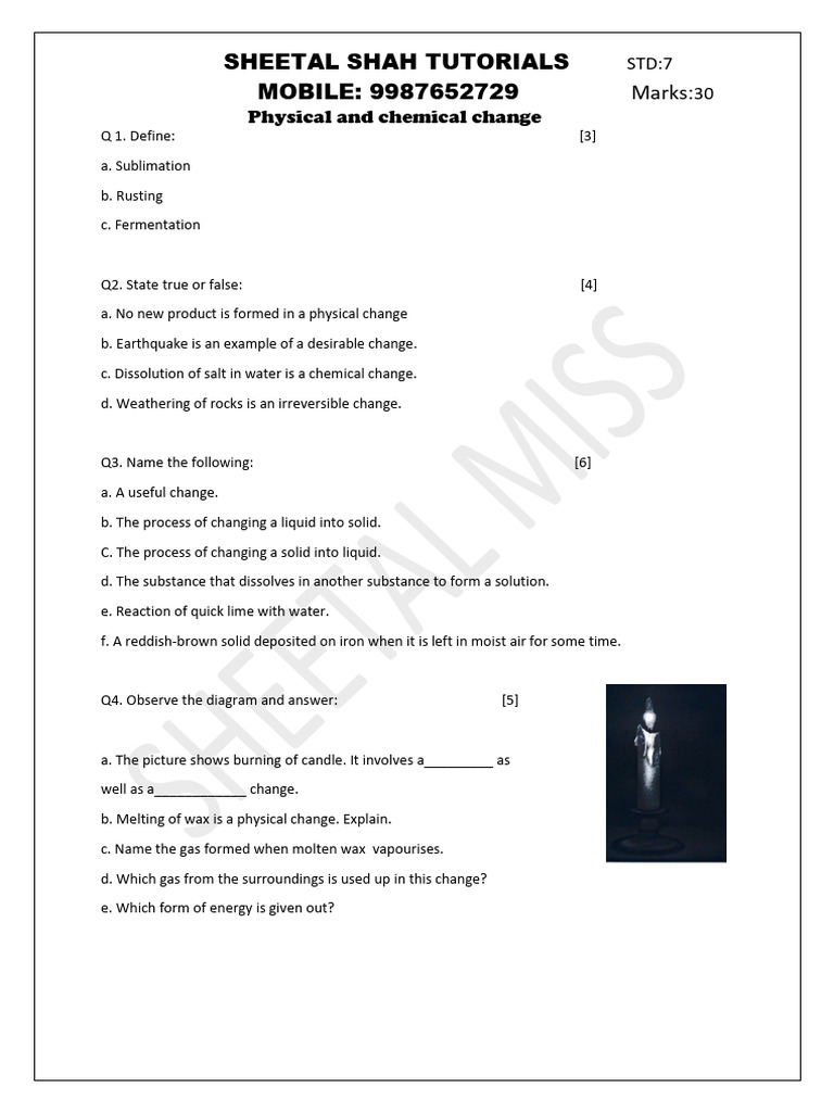 Physical and Chemical Changes Explained | PDF