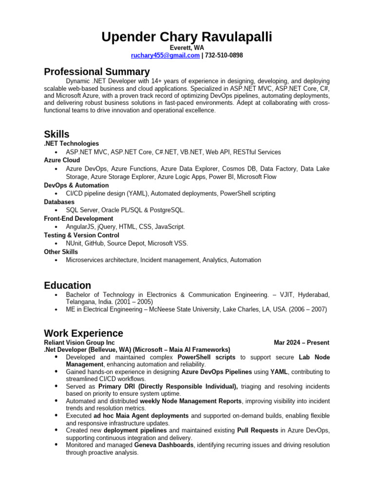 UpenderChary Net | PDF | Microsoft Azure | Microsoft Sql Server