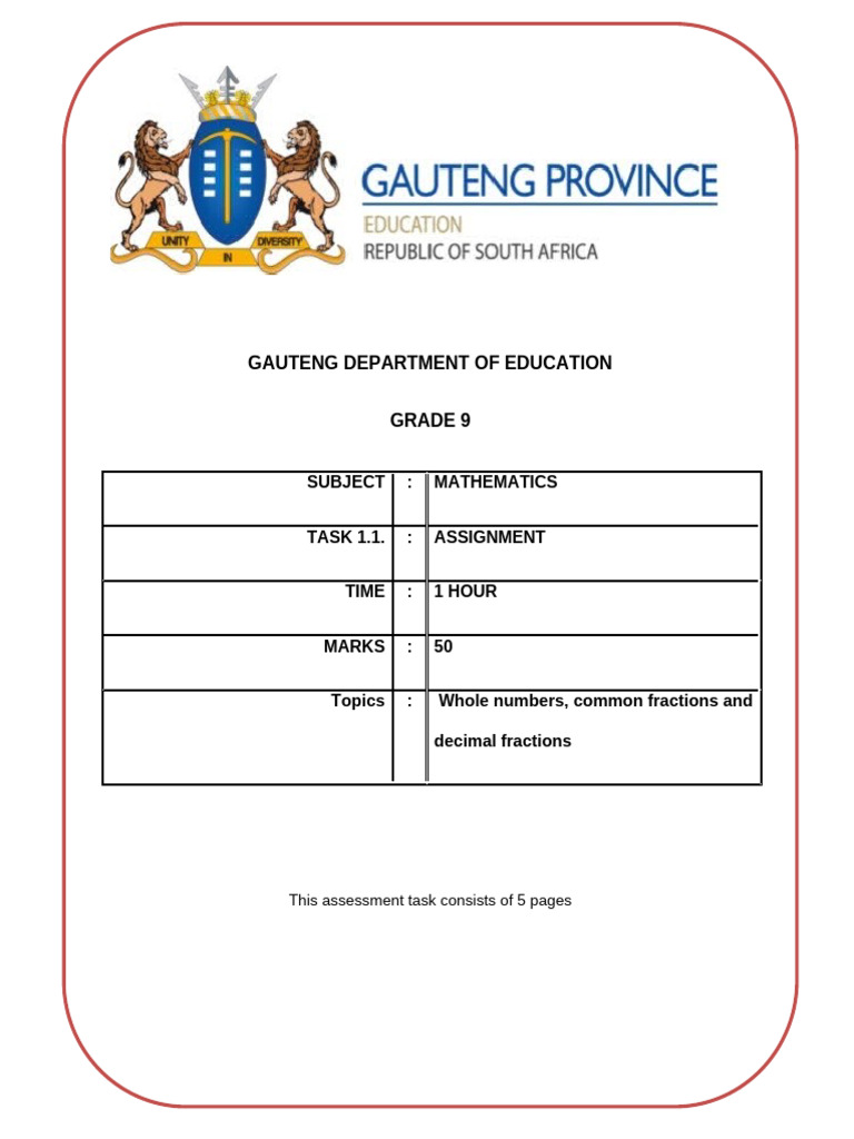 Grade 9 Math Assignment Overview | PDF | Percentage | Elementary ...