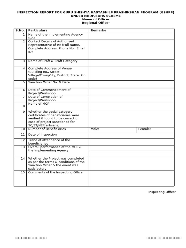 GSHPP Inspection Report Overview | PDF
