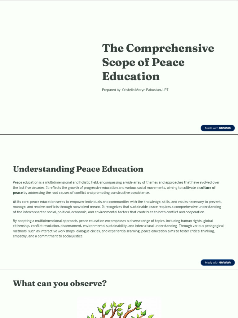 Comprehensive Scope of Peace Education | PDF | Peace | Nuclear ...