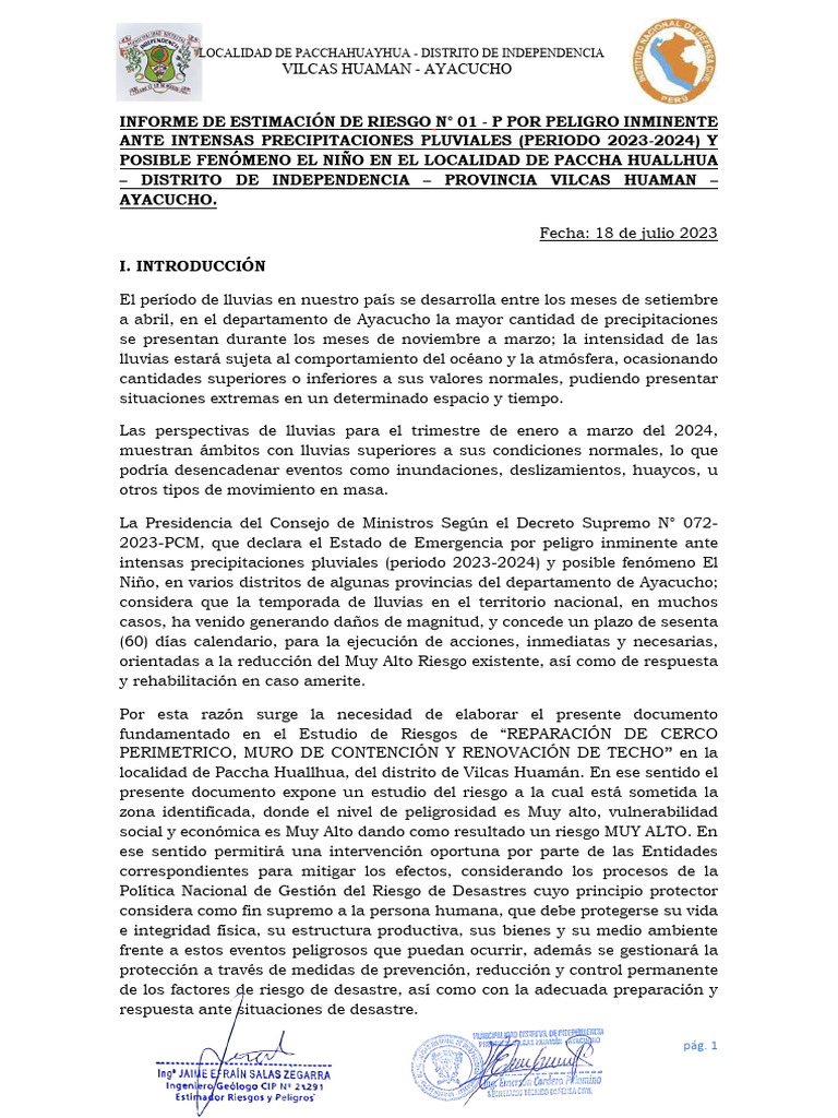 Riesgo de Inundaciones en Paccha Huallhua | PDF | Precipitación | Riesgo