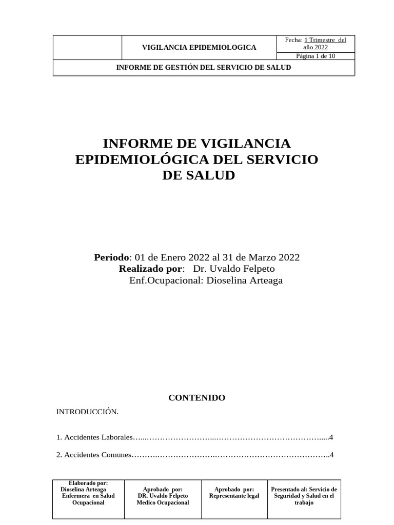 Informe de Vigilancia Epidemiológica 2022 | PDF | Vigilancia | Medicina