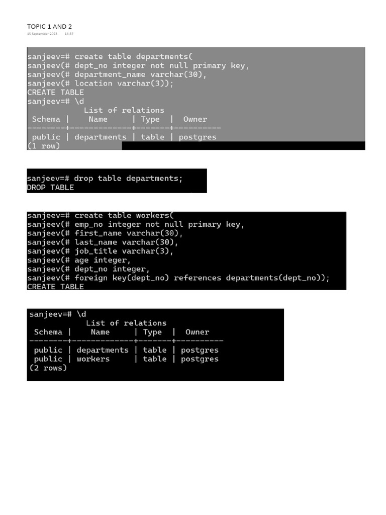 DBMS 15 Sept 2023 Lab Session | PDF