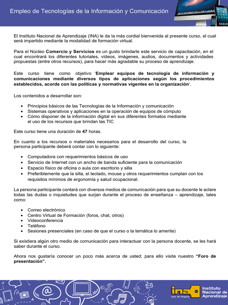 Curso de TIC en Formación Virtual | PDF