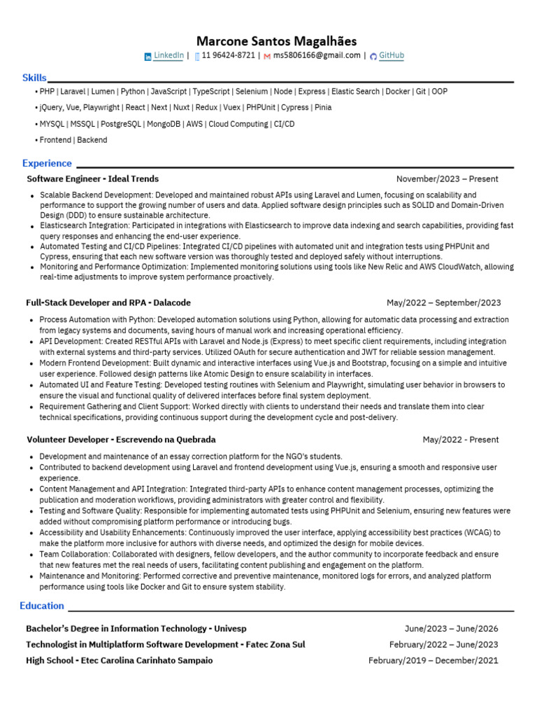 Full-Stack Developer Portfolio Overview | PDF | Selenium (Software ...