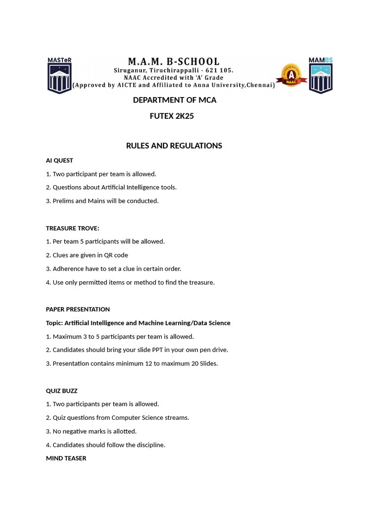 Rules and Regulations | PDF
