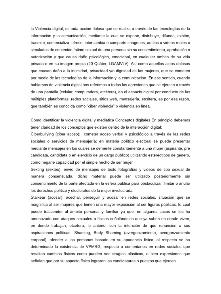 Prevención de la Violencia Digital | PDF | Violencia | Acoso cibernético