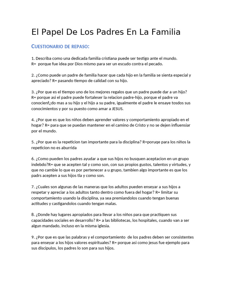 El Papel de Los Padres en La Familia | PDF