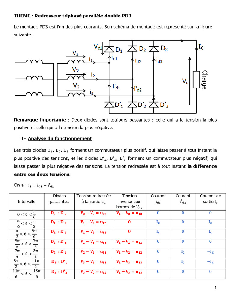 Redresseur Triphasé PD3 : Fonctionnement | PDF | Redresseur | Composant