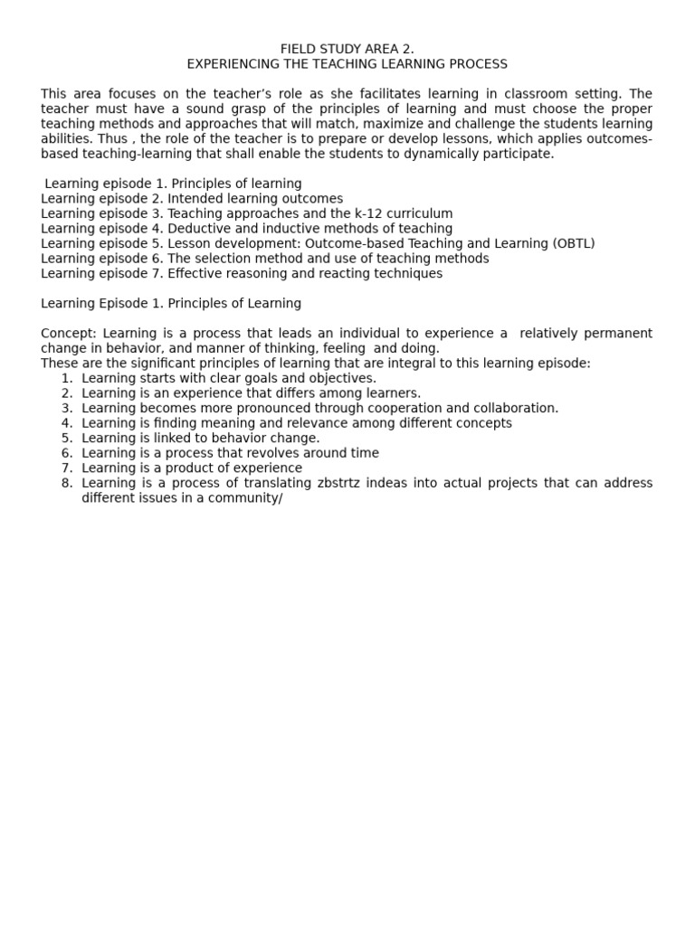 Teaching Strategies in Field Study 2 | PDF