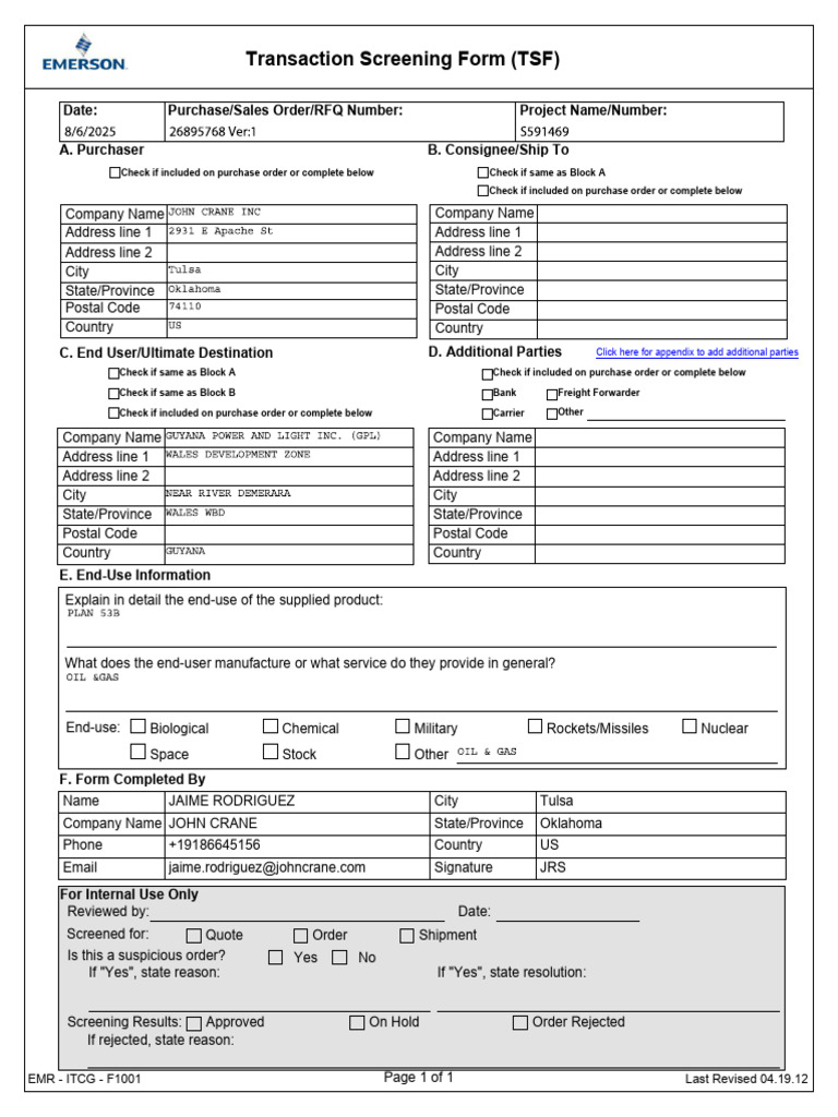 Transaction Screening Form (TSF) Guide | PDF