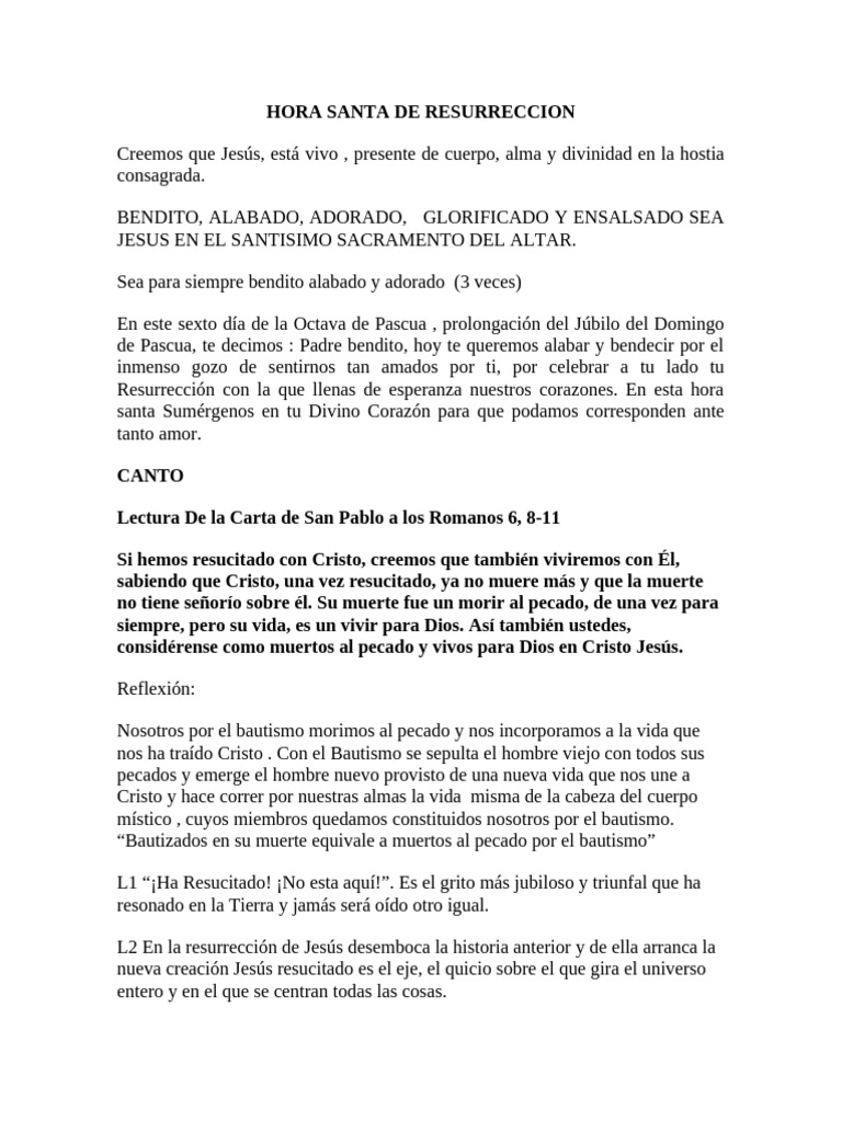 Hora Santa de Resurrección en Cristo | PDF | La resurrección de Jesús ...