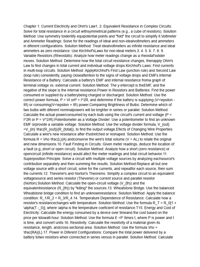 Understanding Current Electricity Concepts | PDF | Electrical Network ...
