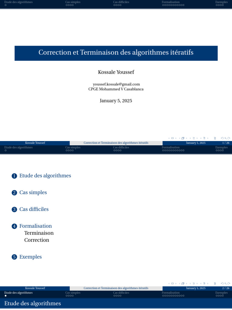Correction et Terminaison des Algorithmes | PDF | Algorithmes ...