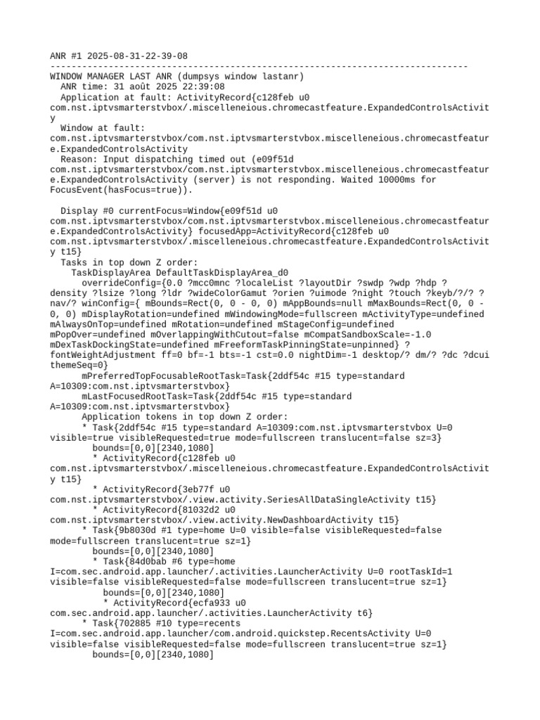ANR Report for IPTV Smarters App | PDF | Smart Devices | Tablet Computer
