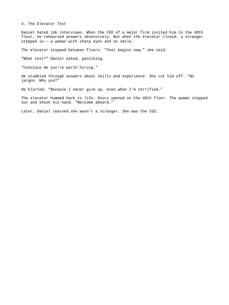 The Elevator Test | PDF