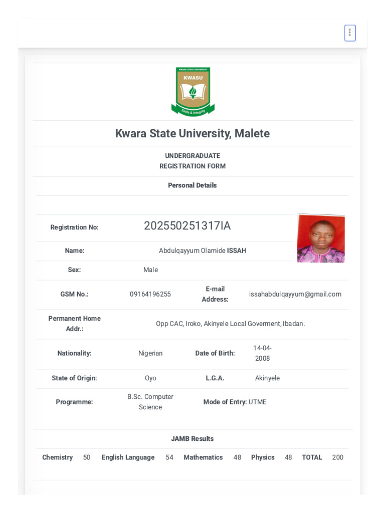 KWASU Post UTME Registration Details | PDF | Qualifications ...