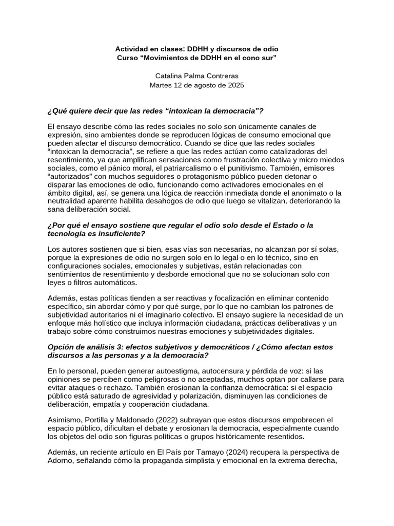 CFG - DDHH y Discursos de Odio | PDF | Odio | Las emociones