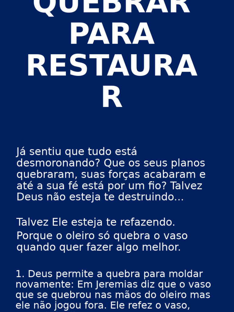 Quebrar para Restaurar | PDF