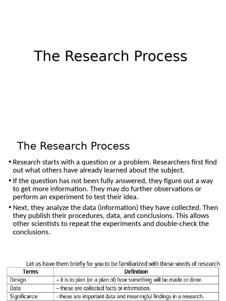 The Research Process | PDF | Experiment | Data