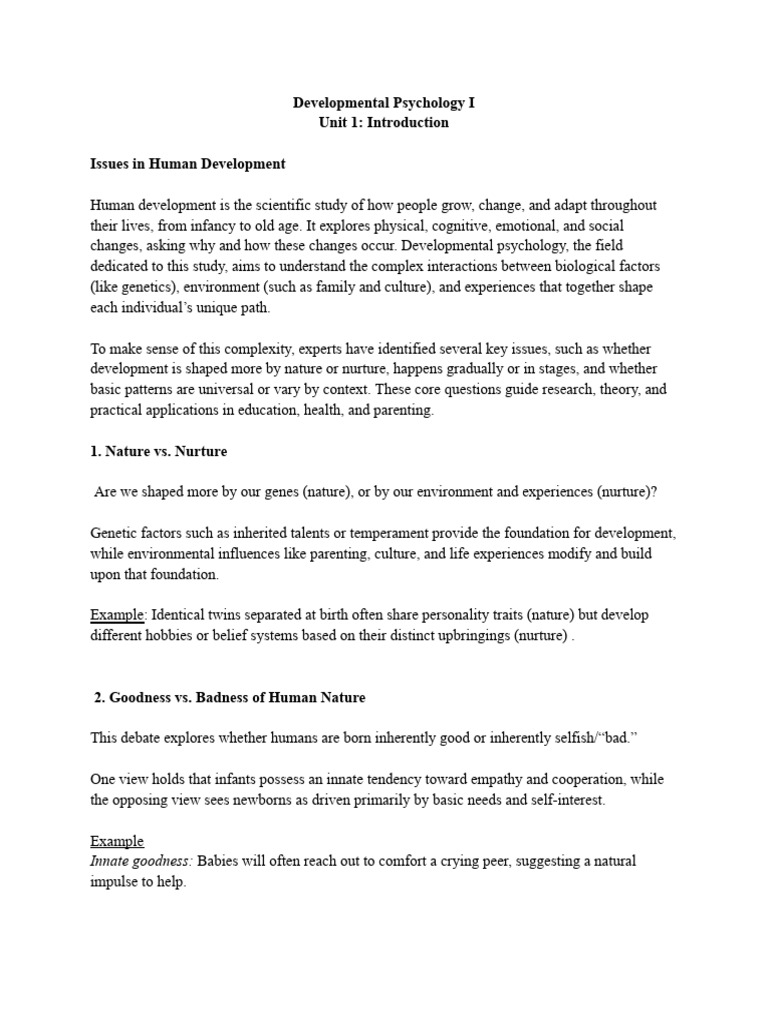 Key Issues in Human Development | PDF | Developmental Psychology ...