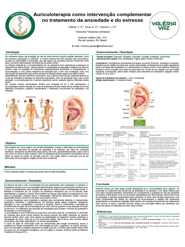 Auriculoterapia: Redução da Ansiedade e Estresse | PDF | Ansiedade ...