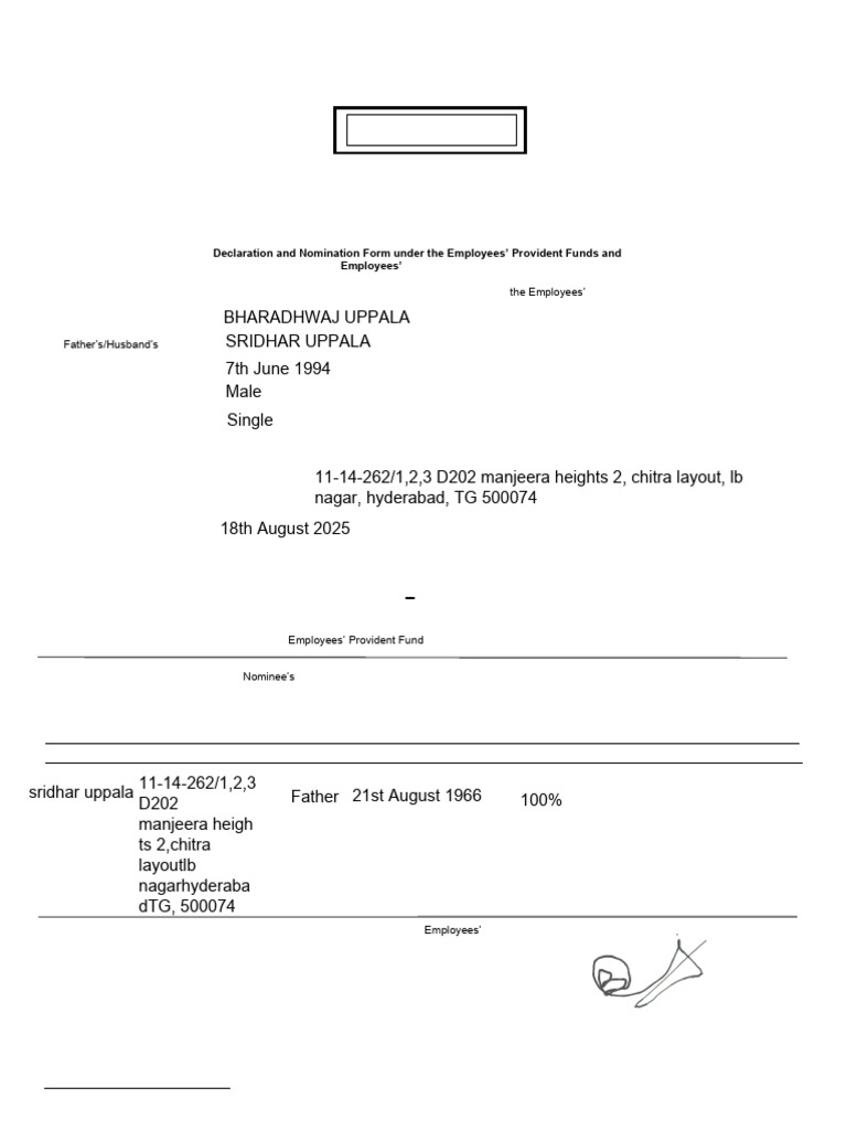 EPF and EPS Nomination Form Guide | PDF | Pension | Justice