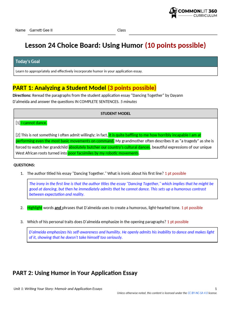 Humor in Application Essays | PDF | Chess | Essays