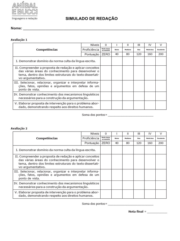 Simulado de Redação do ENEM | PDF