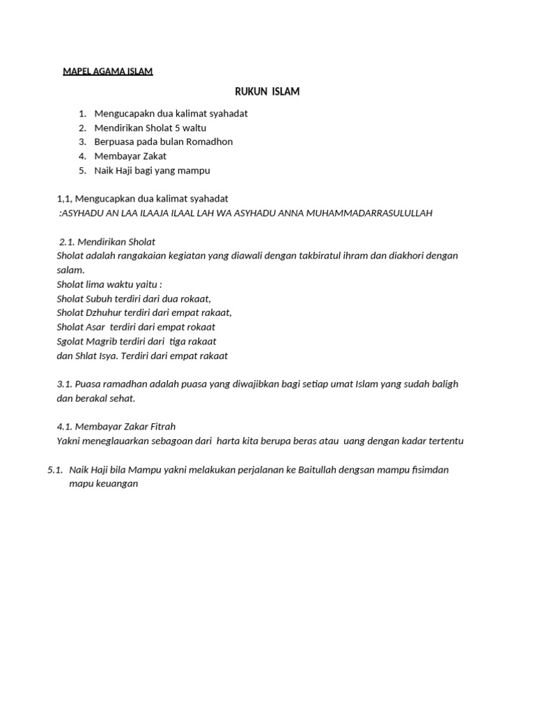 Rukun Islam: Panduan Lengkap dan Praktis | PDF