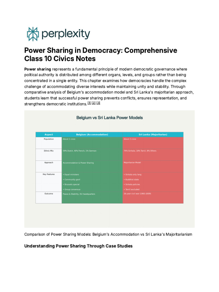 Power Sharing in Democracies: Belgium vs Sri Lanka | PDF | Democracy ...