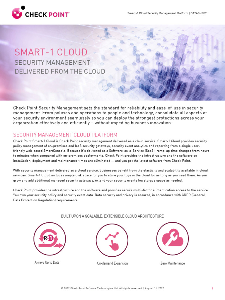 Smart-1 Cloud Security Management Datasheet | PDF | Cloud Computing ...