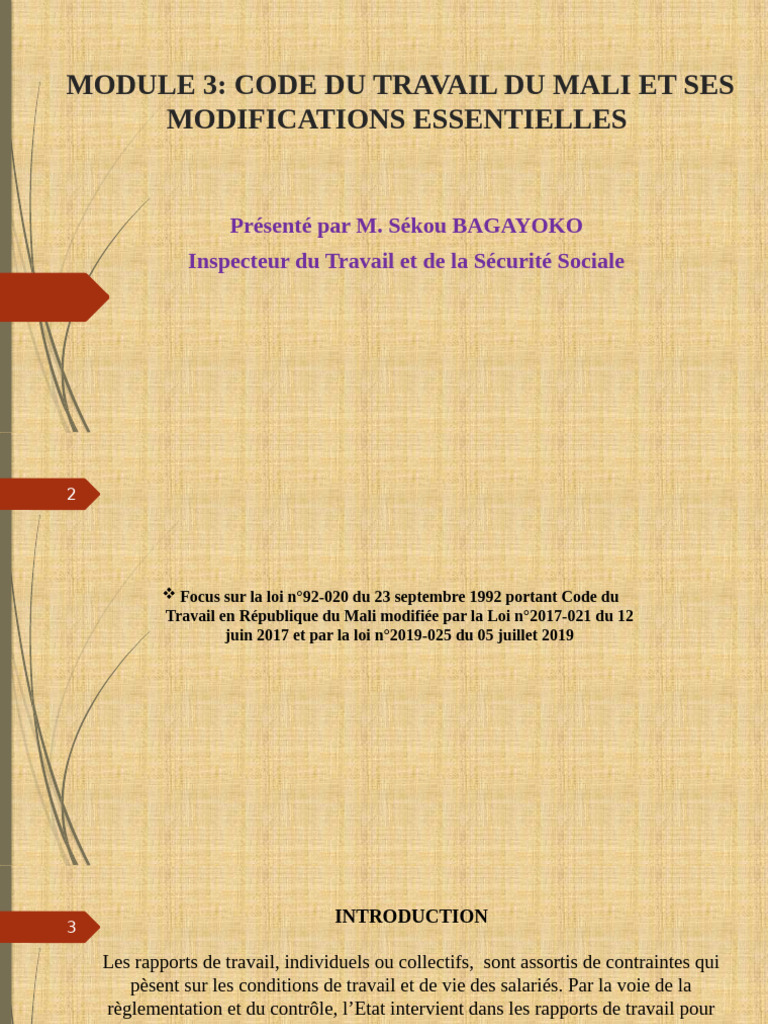 Modifications du Code du Travail au Mali | PDF | Salaires | Convention ...