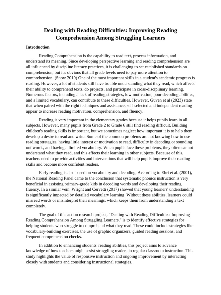 Dealing With Reading Difficulties | PDF | Reading Comprehension | Phonics